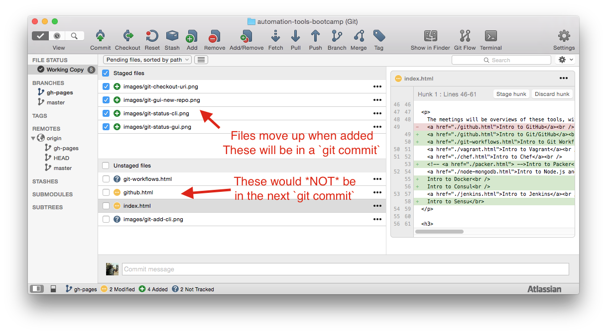 git staged files in SourceTree